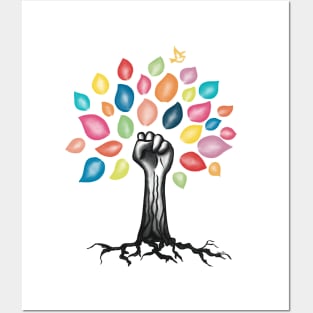 Community Strength Tree - Rainbow Leaves Posters and Art